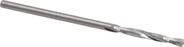 Atrax - #48 135° Spiral Flute Solid Carbide Screw Machine Drill Bit - Bright Finish, Right Hand Cut, 11/16" Flute Length, 1-11/16" OAL, Split Point, Straight Shank - USA Tool & Supply
