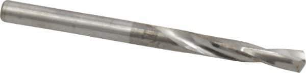 Atrax - 0.1575" 135° Spiral Flute Solid Carbide Screw Machine Drill Bit - Bright Finish, Right Hand Cut, 1-1/16" Flute Length, 2-1/8" OAL, Split Point, Straight Shank - USA Tool & Supply