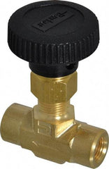 Parker - 3,000 Max psi, 1/8" Pipe, Brass, Inline Instrumentation Needle Valve - FNPT x FNPT End Connections - USA Tool & Supply