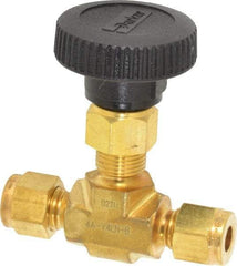 Parker - 3,000 Max psi, 1/4" Pipe, Brass, Inline Instrumentation Needle Valve - USA Tool & Supply