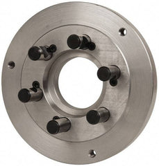 Buck Chuck Company - Adapter Back Plate for 10" Diam Self Centering Lathe Chucks - D1-6 Mount, 3-1/4" Through Hole Diam, 7.858mm ID, 10" OD, 0.985" Flange Height, Steel - USA Tool & Supply