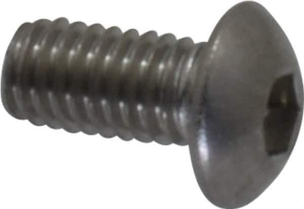 Value Collection - M3x0.50 Metric Coarse Hex Socket Drive, Button Screw - Grade 18-8 & Austenitic A2 Stainless Steel, Uncoated, Fully Threaded, 6mm Length Under Head - USA Tool & Supply