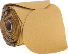 3M - 5" Diam, 80 Grit Aluminum Oxide Adhesive PSA Disc - Medium Grade, Gold, Polyester Backing, Flexible, Use with Random Orbital Sanders - USA Tool & Supply
