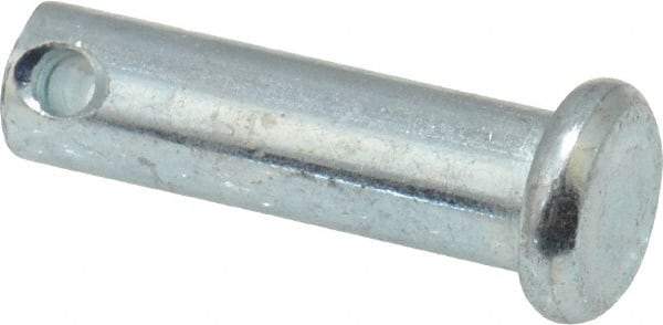 Made in USA - 1/4" Pin Diam, 7/8" OAL, Standard Clevis Pin - 3/32" Hole, 25/32" Usable Length, Zinc-Plated Steel - USA Tool & Supply