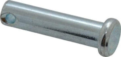 Made in USA - 1/4" Pin Diam, 1" OAL, Standard Clevis Pin - 3/32" Hole, 29/32" Usable Length, Zinc-Plated Steel - USA Tool & Supply