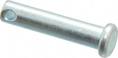 Made in USA - 1/4" Pin Diam, 1-1/8" OAL, Standard Clevis Pin - 3/32" Hole, 1-1/32" Usable Length, Zinc-Plated Steel - USA Tool & Supply