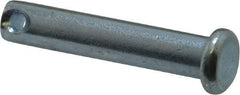 Made in USA - 1/4" Pin Diam, 1-1/4" OAL, Standard Clevis Pin - 3/32" Hole, 1-5/32" Usable Length, Zinc-Plated Steel - USA Tool & Supply