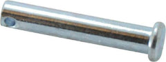 Made in USA - 1/4" Pin Diam, 1-3/8" OAL, Standard Clevis Pin - 3/32" Hole, 1-9/32" Usable Length, Zinc-Plated Steel - USA Tool & Supply