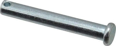 Made in USA - 1/4" Pin Diam, 1-3/4" OAL, Standard Clevis Pin - 3/32" Hole, 1-21/32" Usable Length, Zinc-Plated Steel - USA Tool & Supply