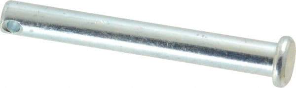 Made in USA - 1/4" Pin Diam, 2" OAL, Standard Clevis Pin - 3/32" Hole, 1-29/32" Usable Length, Zinc-Plated Steel - USA Tool & Supply