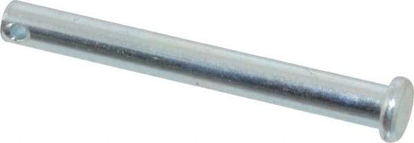 Made in USA - 1/4" Pin Diam, 2-1/4" OAL, Standard Clevis Pin - 3/32" Hole, 2-5/32" Usable Length, Zinc-Plated Steel - USA Tool & Supply