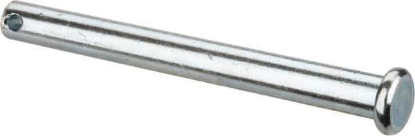 Made in USA - 1/4" Pin Diam, 2-1/2" OAL, Standard Clevis Pin - 3/32" Hole, 2-13/32" Usable Length, Zinc-Plated Steel - USA Tool & Supply