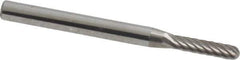 Atrax - 3/32" Cut Diam, 1/8" Shank Diam, Cylinder with Radius Head Single Cut Burr - Carbide, Radius End, 7/16" LOC, 1-1/2" OAL - USA Tool & Supply