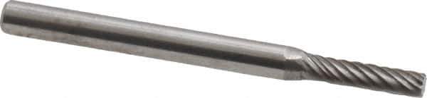 Atrax - 3/32" Cut Diam, 1/8" Shank Diam, Cylinder Head Single Cut Burr - Carbide, Flat End, 7/16" LOC, 1-1/2" OAL - USA Tool & Supply