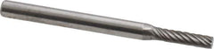 Atrax - 3/32" Cut Diam, 1/8" Shank Diam, Cylinder Head Single Cut Burr - Carbide, Flat End, 7/16" LOC, 1-1/2" OAL - USA Tool & Supply