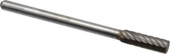 Atrax - 5/32" Cut Diam, 1/8" Shank Diam, Cylinder Head Single Cut Burr - Carbide, Flat End, 1/2" LOC, 1-1/2" OAL - USA Tool & Supply