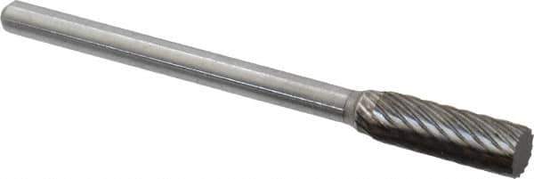 Atrax - 3/16" Cut Diam, 1/8" Shank Diam, Cylinder Head Single Cut Burr - Carbide, Flat End, 1/2" LOC, 1-1/2" OAL - USA Tool & Supply