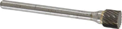 Atrax - 1/4" Cut Diam, 1/8" Shank Diam, Cylinder Head Single Cut Burr - Carbide, Flat End, 3/16" LOC, 1-7/16" OAL - USA Tool & Supply