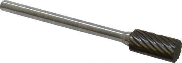 Atrax - 1/4" Cut Diam, 1/8" Shank Diam, Cylinder Head Single Cut Burr - Carbide, Flat End, 1/2" LOC, 1-1/2" OAL - USA Tool & Supply