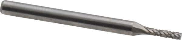 Atrax - 1/16" Cut Diam, 1/8" Shank Diam, Cylinder Head Double Cut Burr - Carbide, Flat End, 1/4" LOC, 1-1/2" OAL - USA Tool & Supply
