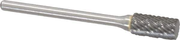 Atrax - 1/4" Cut Diam, 1/8" Shank Diam, Cylinder Head Double Cut Burr - Carbide, Flat End, 1/2" LOC, 1-3/4" OAL - USA Tool & Supply