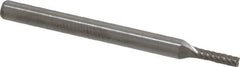 Atrax - 1/16" Cut Diam, 1/8" Shank Diam, Cylinder with End Cut Head Single Cut Burr - Carbide, End Cut End, 1/4" LOC, 1-1/2" OAL - USA Tool & Supply