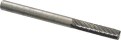 Atrax - 1/8" Cut Diam, 1/8" Shank Diam, Cylinder with End Cut Head Single Cut Burr - Carbide, End Cut End, 9/16" LOC, 1-1/2" OAL - USA Tool & Supply