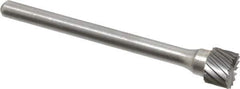 Atrax - 1/4" Cut Diam, 1/8" Shank Diam, Cylinder with End Cut Head Single Cut Burr - Carbide, End Cut End, 3/16" LOC, 1-1/16" OAL - USA Tool & Supply