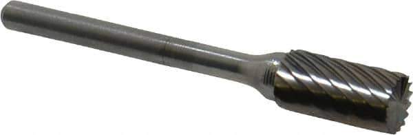 Atrax - 1/4" Cut Diam, 1/8" Shank Diam, Cylinder with End Cut Head Single Cut Burr - Carbide, End Cut End, 1/2" LOC, 1-3/4" OAL - USA Tool & Supply
