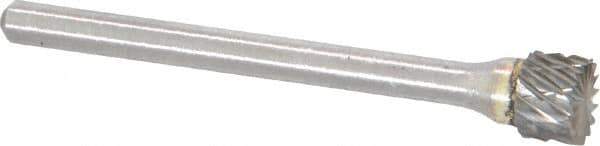Atrax - 1/4" Cut Diam, 1/8" Shank Diam, Cylinder with End Cut Head Double Cut Burr - Carbide, End Cut End, 3/16" LOC, 1-7/16" OAL - USA Tool & Supply