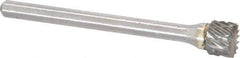Atrax - 1/4" Cut Diam, 1/8" Shank Diam, Cylinder with End Cut Head Double Cut Burr - Carbide, End Cut End, 3/16" LOC, 1-7/16" OAL - USA Tool & Supply