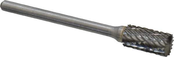 Atrax - 1/4" Cut Diam, 1/8" Shank Diam, Cylinder with End Cut Head Double Cut Burr - Carbide, End Cut End, 1/2" LOC, 1-3/4" OAL - USA Tool & Supply