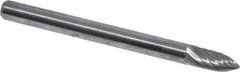 Atrax - 1/8" Cut Diam, 1/8" Shank Diam, Tree Head Single Cut Burr - Carbide, Point End, 5/16" LOC, 1-1/2" OAL - USA Tool & Supply