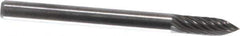 Atrax - 1/8" Cut Diam, 1/8" Shank Diam, Tree Head Single Cut Burr - Carbide, Point End, 3/8" LOC, 1-1/2" OAL - USA Tool & Supply