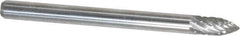 Atrax - 1/8" Cut Diam, 1/8" Shank Diam, Tree Head Double Cut Burr - Carbide, Point End, 1/4" LOC, 1-1/2" OAL - USA Tool & Supply