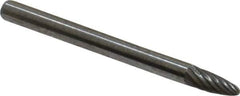 Atrax - 1/8" Cut Diam, 1/8" Shank Diam, Tree with Radius Head Single Cut Burr - Carbide, Radius End, 1/4" LOC, 1-1/2" OAL - USA Tool & Supply
