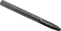 Atrax - 1/8" Cut Diam, 1/8" Shank Diam, Tree with Radius Head Single Cut Burr - Carbide, Radius End, 1/2" LOC, 1-1/2" OAL - USA Tool & Supply
