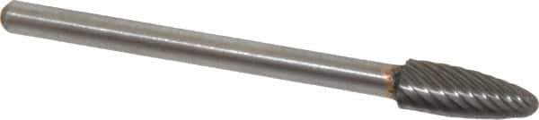 Atrax - 3/16" Cut Diam, 1/8" Shank Diam, Tree with Radius Head Single Cut Burr - Carbide, Radius End, 1/2" LOC, 1-1/2" OAL - USA Tool & Supply