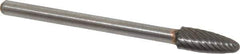 Atrax - 3/16" Cut Diam, 1/8" Shank Diam, Tree with Radius Head Single Cut Burr - Carbide, Radius End, 1/2" LOC, 1-1/2" OAL - USA Tool & Supply