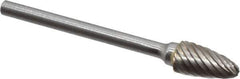 Atrax - 1/4" Cut Diam, 1/8" Shank Diam, Tree with Radius Head Single Cut Burr - Carbide, Radius End, 1/2" LOC, 1-3/4" OAL - USA Tool & Supply