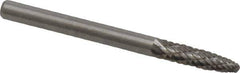 Atrax - 1/8" Cut Diam, 1/8" Shank Diam, Tree with Radius Head Double Cut Burr - Carbide, Radius End, 1/2" LOC, 1-1/2" OAL - USA Tool & Supply