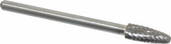Atrax - 3/16" Cut Diam, 1/8" Shank Diam, Tree with Radius Head Double Cut Burr - Carbide, Radius End, 1/2" LOC, 1-1/2" OAL - USA Tool & Supply