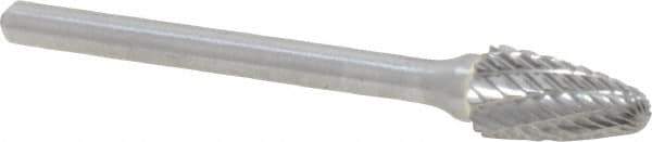 Atrax - 1/4" Cut Diam, 1/8" Shank Diam, Tree with Radius Head Double Cut Burr - Carbide, Radius End, 1/2" LOC, 1-3/4" OAL - USA Tool & Supply