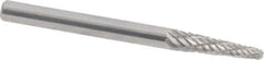 Atrax - 1/8" Cut Diam, 1/8" Shank Diam, Taper Head Double Cut Burr - Radius End, 1/2" LOC, 1-1/2" OAL - USA Tool & Supply