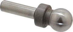 Jergens - 1/2" Ball Diam, 1/4" Shank Diam, Steel Inspection Tooling Ball - Slip-Fit Shank, 1-3/8" Ball Center to Shank Bottom, 1/2" Ball Center to Shoulder Bottom, with Shoulder - USA Tool & Supply