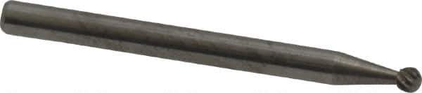 Atrax - 3/32" Cut Diam, 1/8" Shank Diam, Ball Head Single Cut Burr - Carbide, Radius End, 3/32" LOC, 1-1/2" OAL - USA Tool & Supply