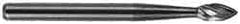 M.A. Ford - 3/16" Cut Diam, 1/8" Shank Diam, Flame Head Single Cut Burr - Carbide, Radius End, 3/8" LOC, 1-1/2" OAL - USA Tool & Supply