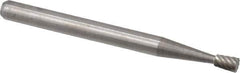 Atrax - 3/32" Cut Diam, 1/8" Shank Diam, Inverted Cone Head Single Cut Burr - Flat End, 3/16" LOC, 1-1/2" OAL - USA Tool & Supply