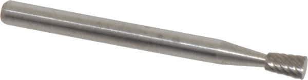 Atrax - 1/8" Cut Diam, 1/8" Shank Diam, Inverted Cone Head Single Cut Burr - Flat End, 3/16" LOC, 1-1/2" OAL - USA Tool & Supply