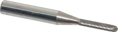 Atrax - 1/8" Cut Diam, 1/4" Shank Diam, Cylinder with Radius Head Single Cut Burr - Carbide, Radius End, 1/2" LOC, 1-1/2" OAL - USA Tool & Supply